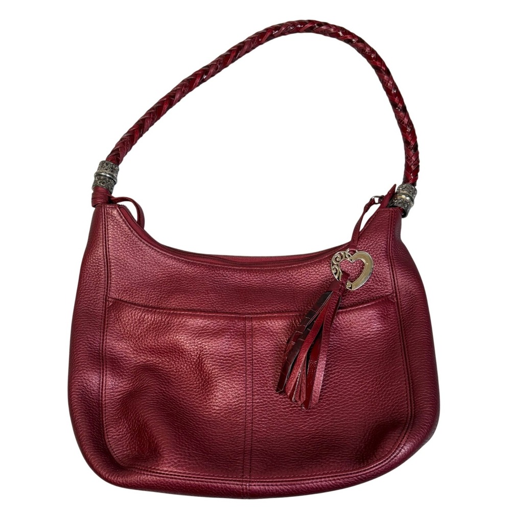 Brighton Pebbled Leather Hobo Bag Barbados Raspberry Red Quiet Luxury Classic OS